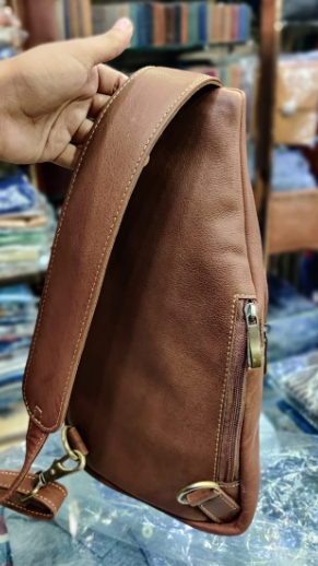 AXIVON Artisan Croc-Embossed Leather Sling Bag - Amber Rust