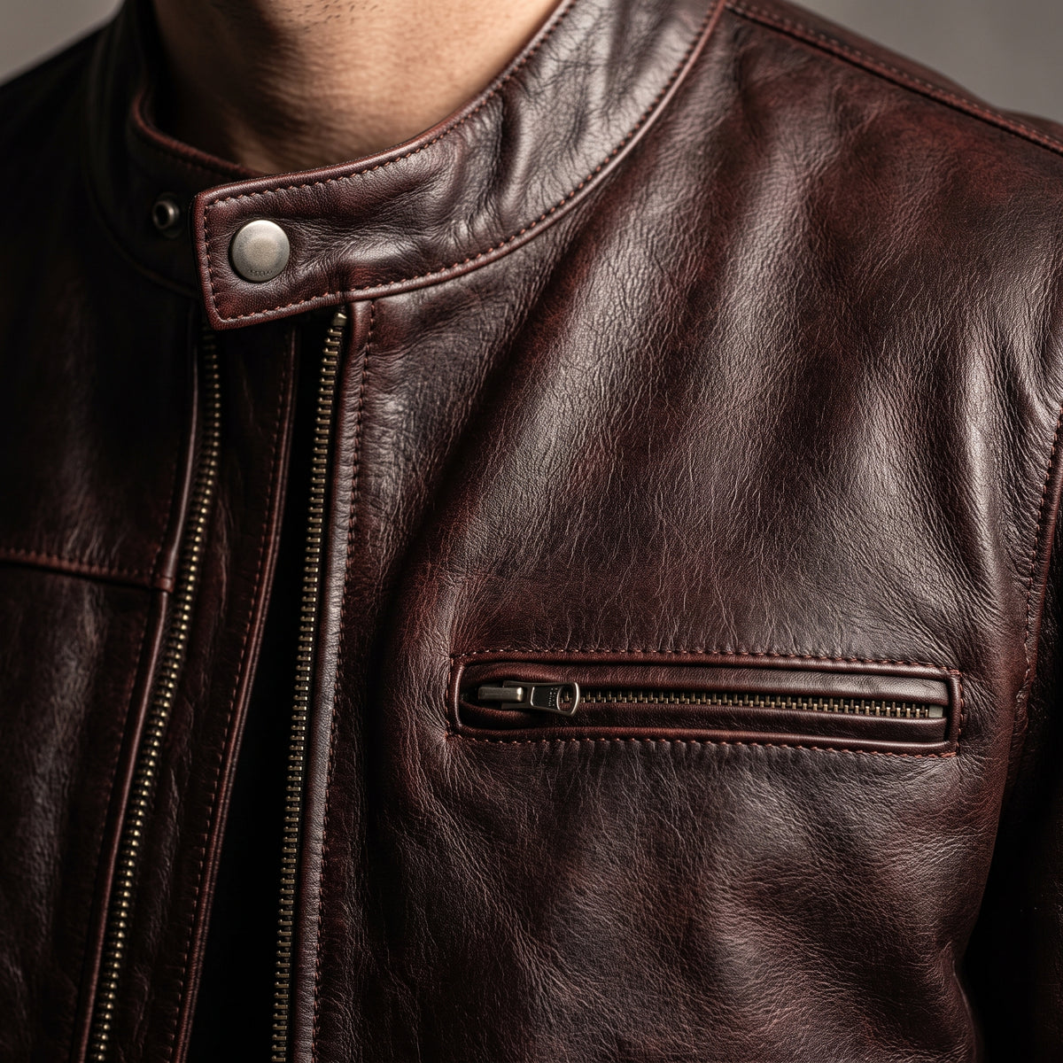 Handcrafted Pull-Up Leather Cafe Racer – Vintage Mahogany