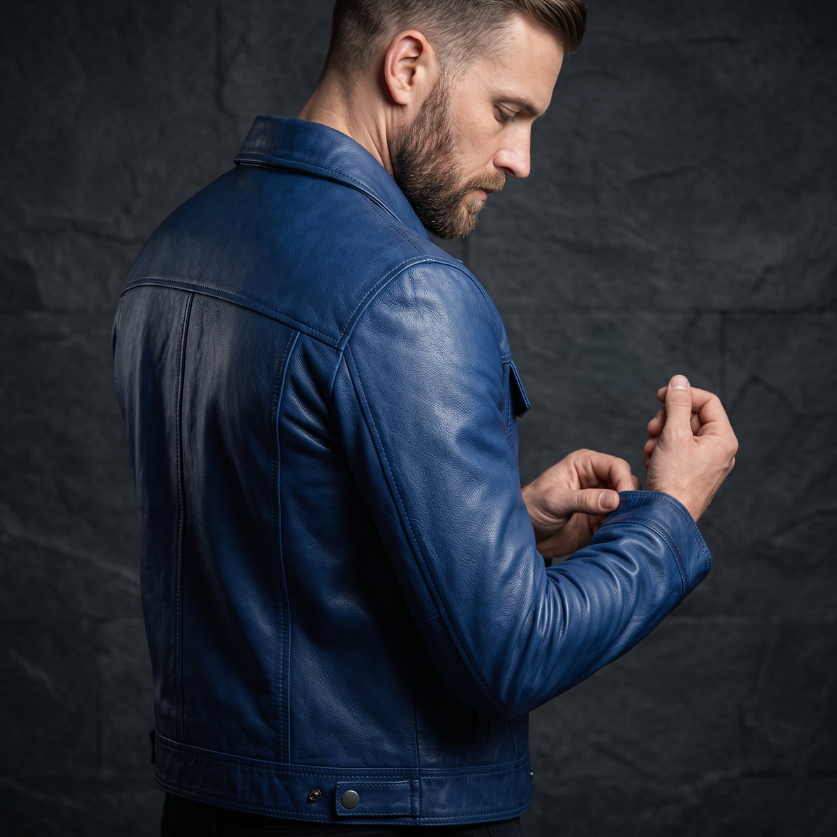 Blue Leather Jacket