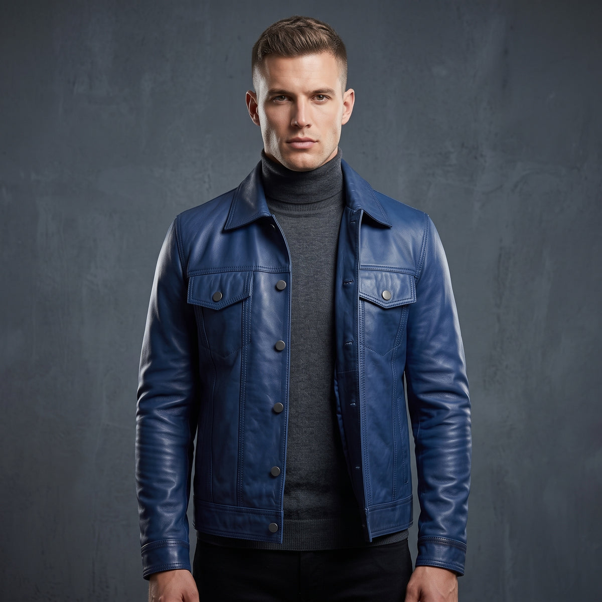 Blue Leather Jacket
