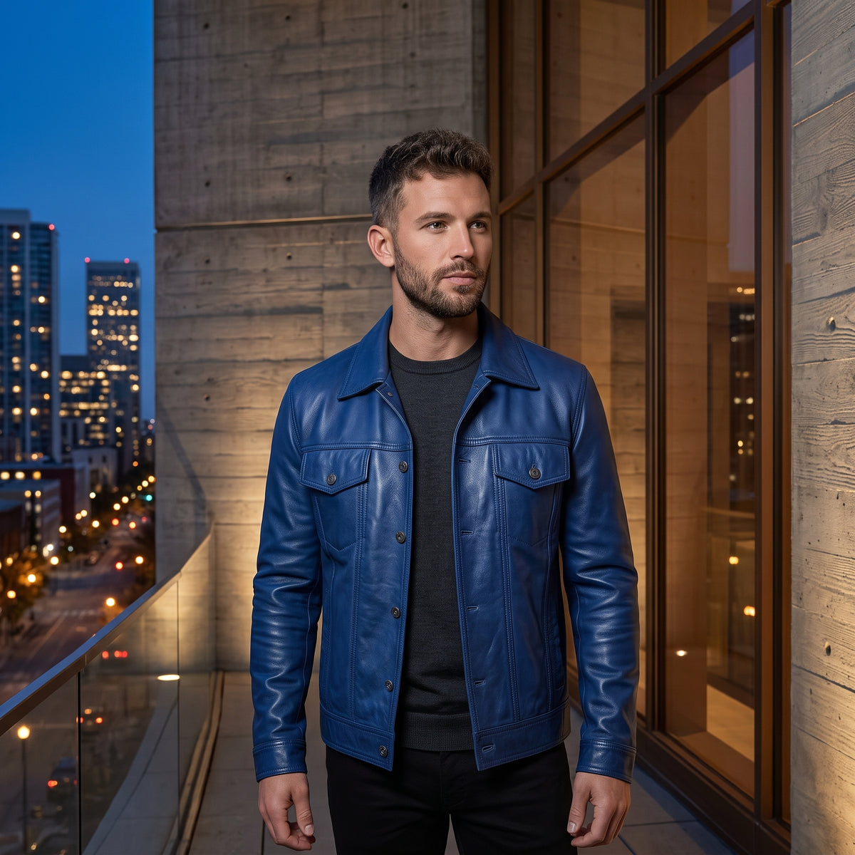 Blue Leather Jacket