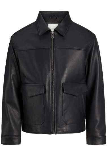 AXIVON Heritage Dual-Pocket Leather Field Jacket - Onyx Black