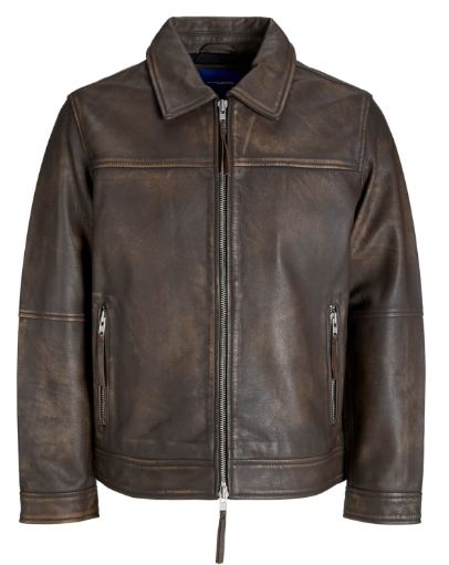AXIVON Heritage Buffed Leather Jacket - Distressed Espresso