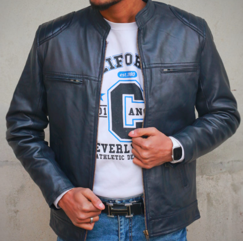 AXIVON Signature Cafe Racer Moto Leather Jacket