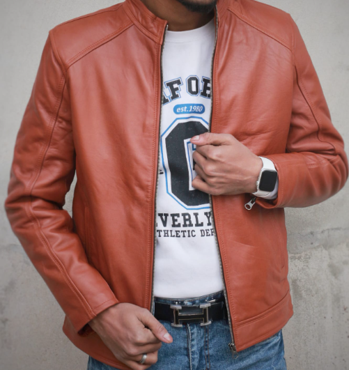 AXIVON Signature Cafe Racer Moto Leather Jacket