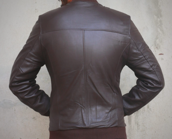 AXIVON Heritage Leather Bomber Jacket - Espresso Brown