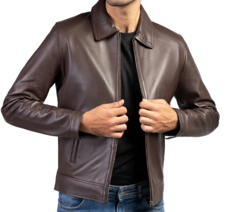 AXIVON Classic Minimalist Leather Jacket - Espresso Brown