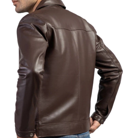 AXIVON Classic Minimalist Leather Jacket - Espresso Brown