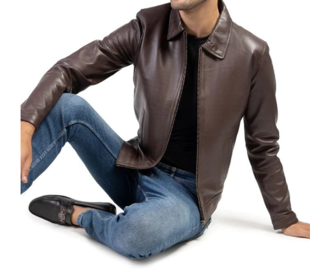 AXIVON Classic Minimalist Leather Jacket - Espresso Brown