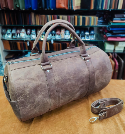 AXIVON Artisan Crazy Horse Leather Duffel - Vintage Mocha