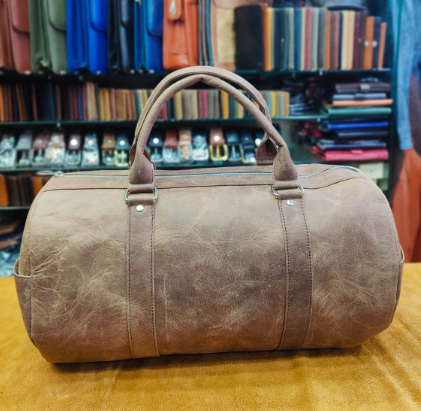 AXIVON Artisan Crazy Horse Leather Duffel - Vintage Mocha