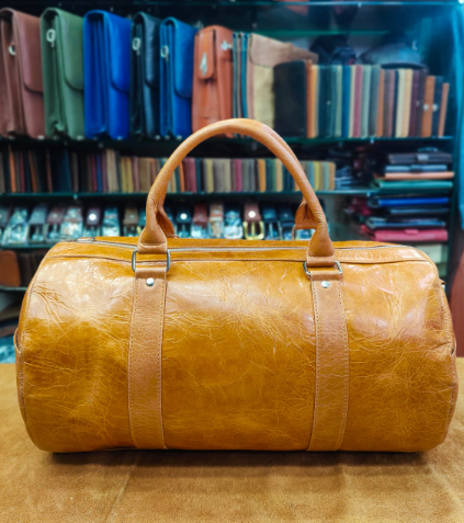 AXIVON Artisan Crazy Horse Leather Duffel - Honey Tan