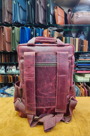AXIVON Artisan 5-Pocket Leather Utility Backpack - Vintage Burgundy
