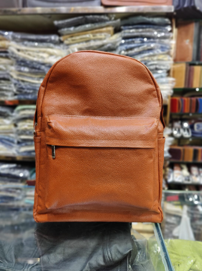 AXIVON Artisan Pebble Leather Backpack - Caramel Tan