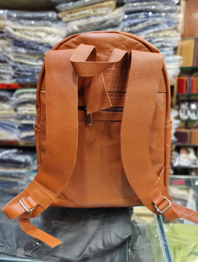 AXIVON Artisan Pebble Leather Backpack - Caramel Tan