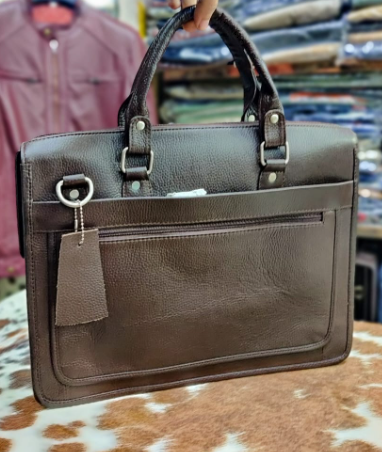 AXIVON Artisan Leather Laptop Briefcase - Olive Green