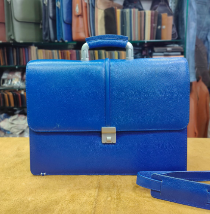 AXIVON Artisan Leather Laptop Briefcase - Olive Green
