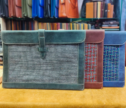 AXIVON Artisan Mixed-Media Leather Laptop Sleeve
