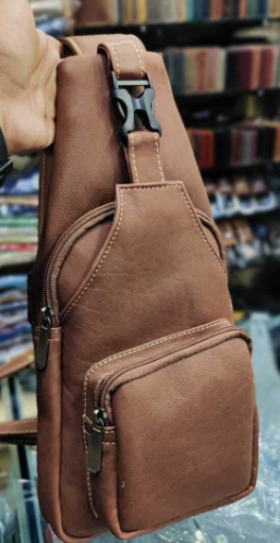AXIVON Artisan Croc-Embossed Leather Sling Bag - Amber Rust